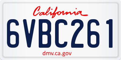 CA license plate 6VBC261