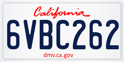 CA license plate 6VBC262