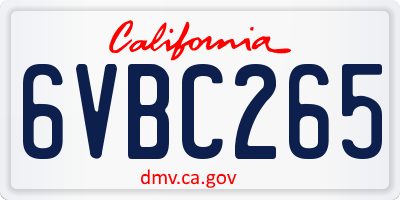 CA license plate 6VBC265