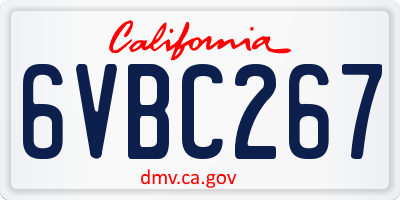 CA license plate 6VBC267