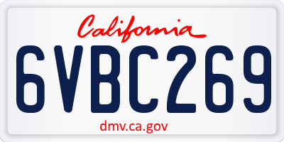 CA license plate 6VBC269