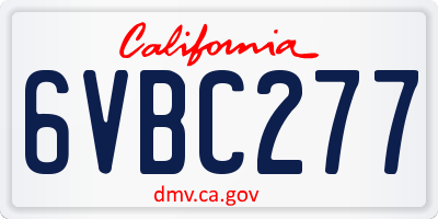 CA license plate 6VBC277