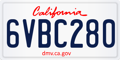CA license plate 6VBC280