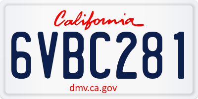 CA license plate 6VBC281