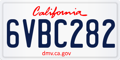 CA license plate 6VBC282