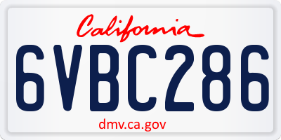 CA license plate 6VBC286