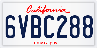 CA license plate 6VBC288