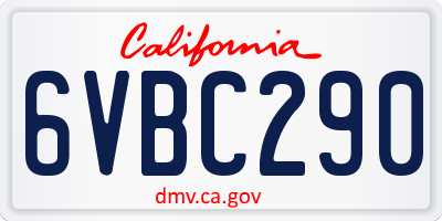 CA license plate 6VBC290