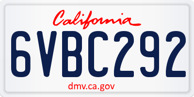 CA license plate 6VBC292
