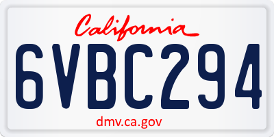 CA license plate 6VBC294