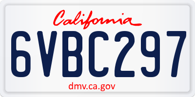 CA license plate 6VBC297