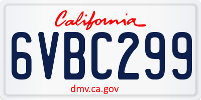 CA license plate 6VBC299