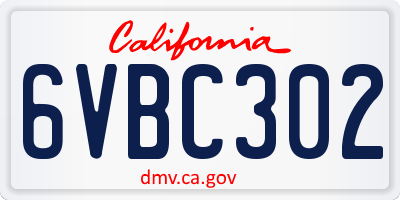 CA license plate 6VBC302