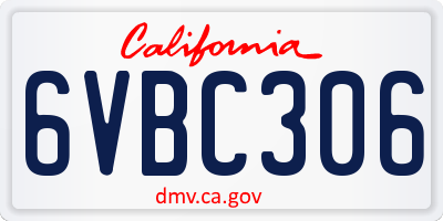 CA license plate 6VBC306