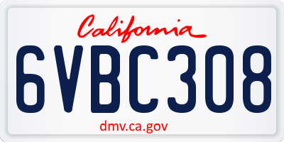 CA license plate 6VBC308
