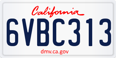 CA license plate 6VBC313