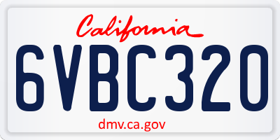 CA license plate 6VBC320