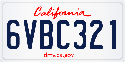 CA license plate 6VBC321