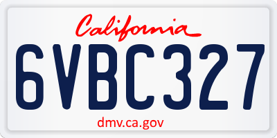 CA license plate 6VBC327