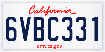 CA license plate 6VBC331