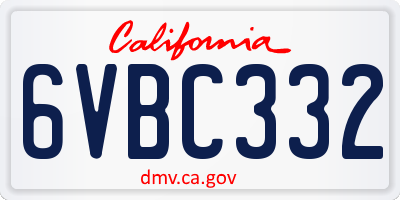 CA license plate 6VBC332