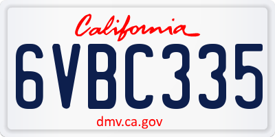 CA license plate 6VBC335