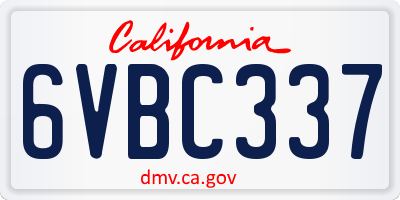 CA license plate 6VBC337