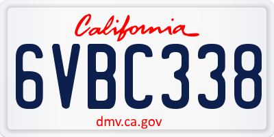 CA license plate 6VBC338