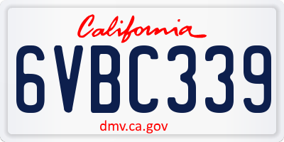 CA license plate 6VBC339