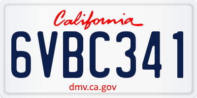 CA license plate 6VBC341