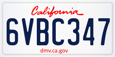 CA license plate 6VBC347