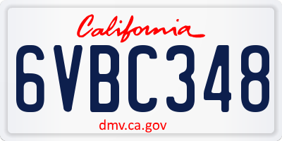 CA license plate 6VBC348