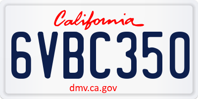 CA license plate 6VBC350