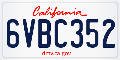 CA license plate 6VBC352