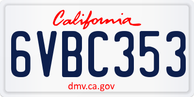 CA license plate 6VBC353
