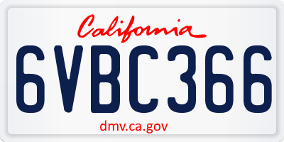 CA license plate 6VBC366