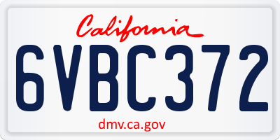 CA license plate 6VBC372