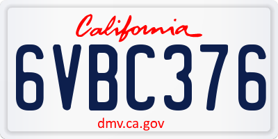 CA license plate 6VBC376