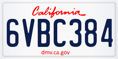 CA license plate 6VBC384