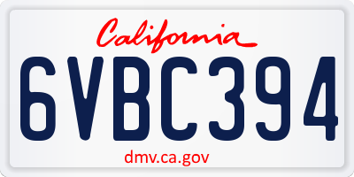 CA license plate 6VBC394