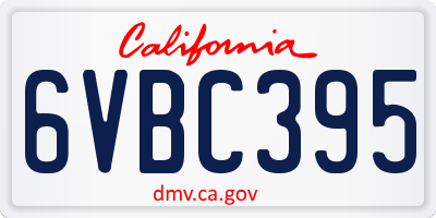 CA license plate 6VBC395