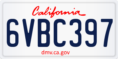 CA license plate 6VBC397