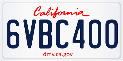 CA license plate 6VBC400