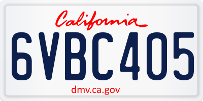 CA license plate 6VBC405