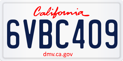 CA license plate 6VBC409