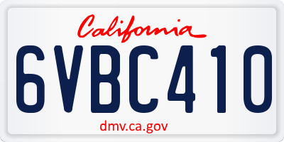 CA license plate 6VBC410
