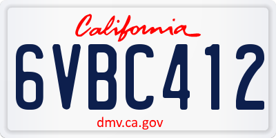 CA license plate 6VBC412