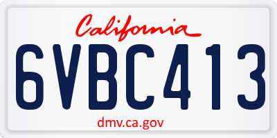 CA license plate 6VBC413
