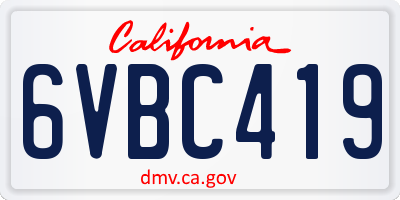 CA license plate 6VBC419