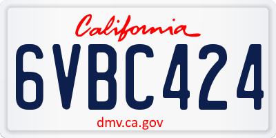 CA license plate 6VBC424